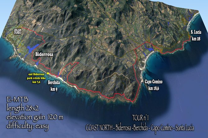 Easy Ride to Biderosa, Berchida, & Capo Comino, With Electric Mountain Bikes